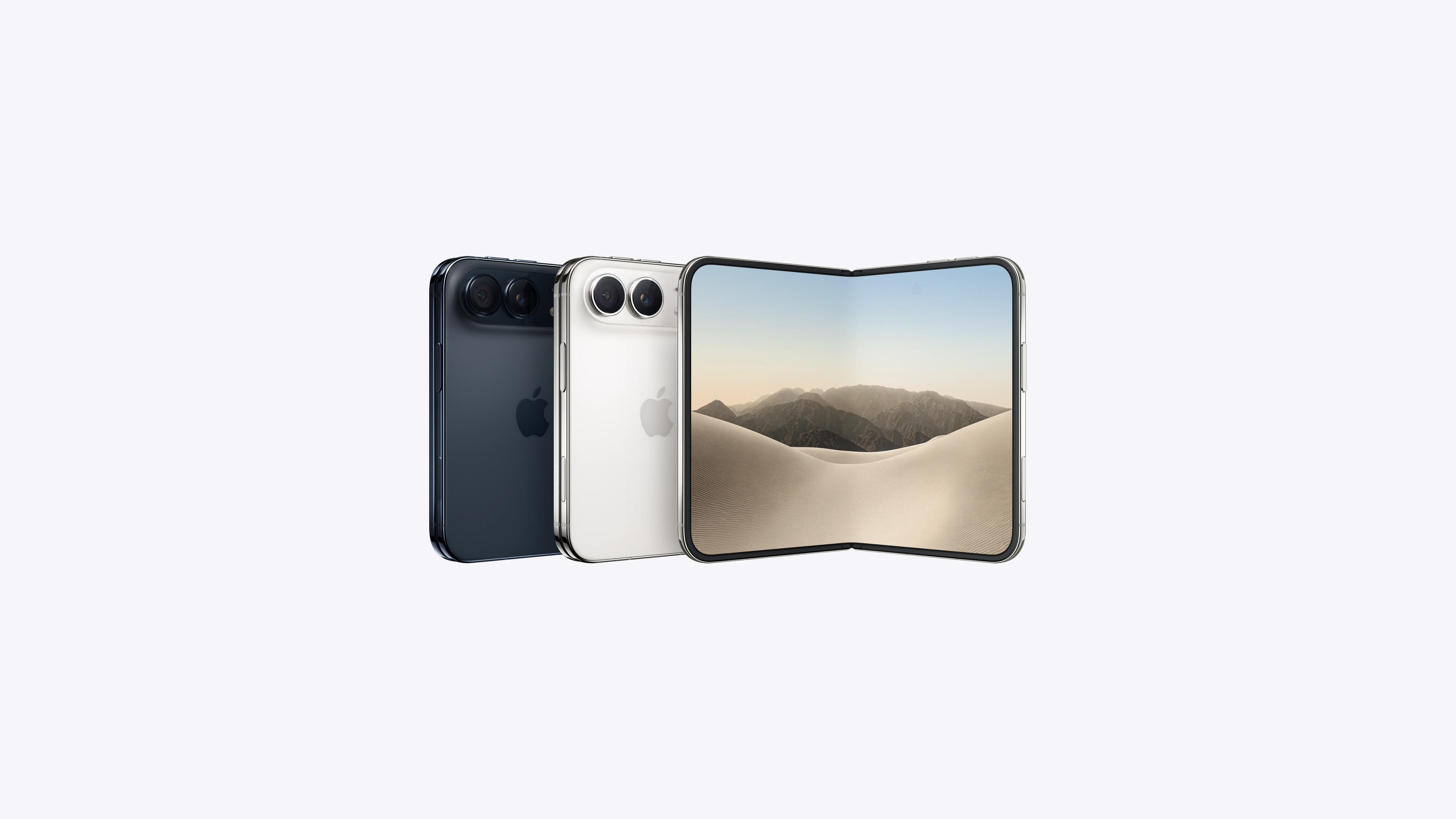 Apple iPhone Duo in star white en night sky, geopend en gesloten