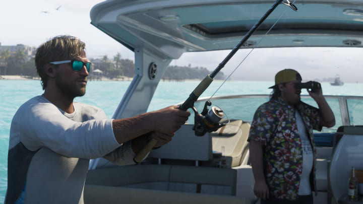 Jason Duval en Cal Hampton die vissen vanaf een boot