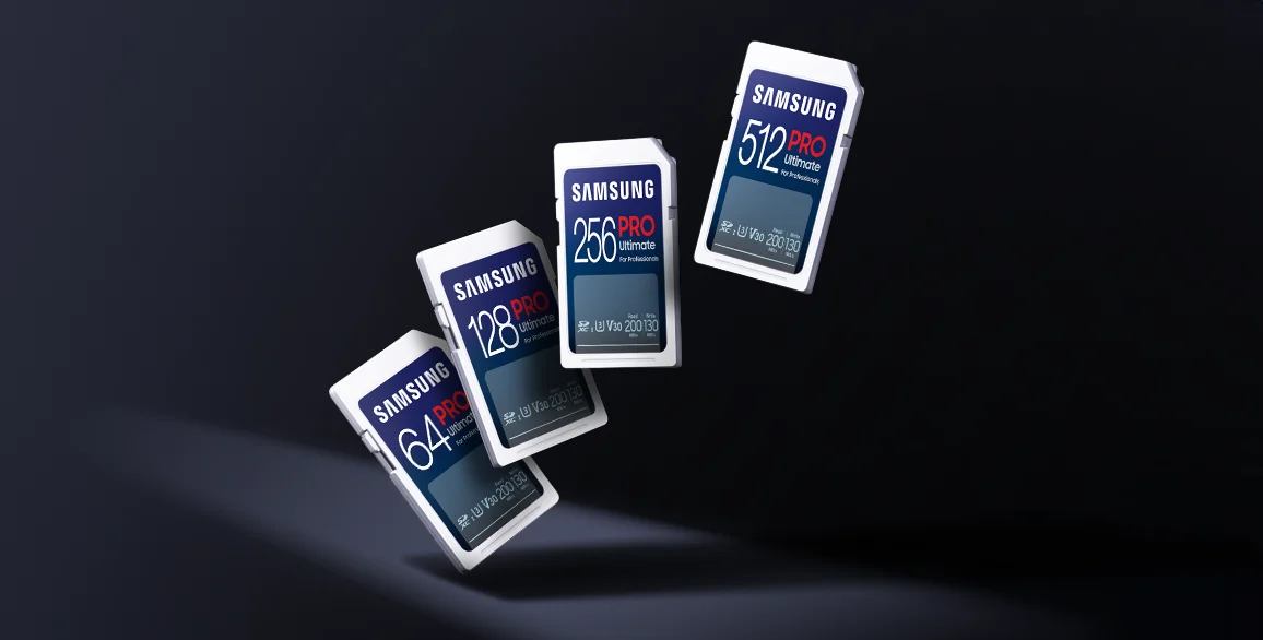 Samsung PRO Ultimate SD-geheugenkaarten in 64GB, 128GB, 256GB en 512GB
