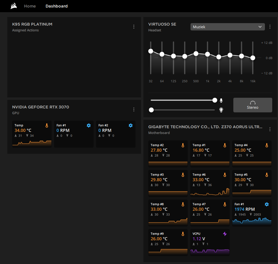 iCUE Dashboard iCUE dashboard