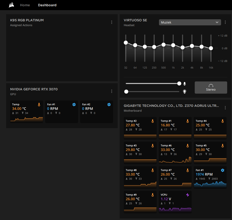 iCUE dashboard