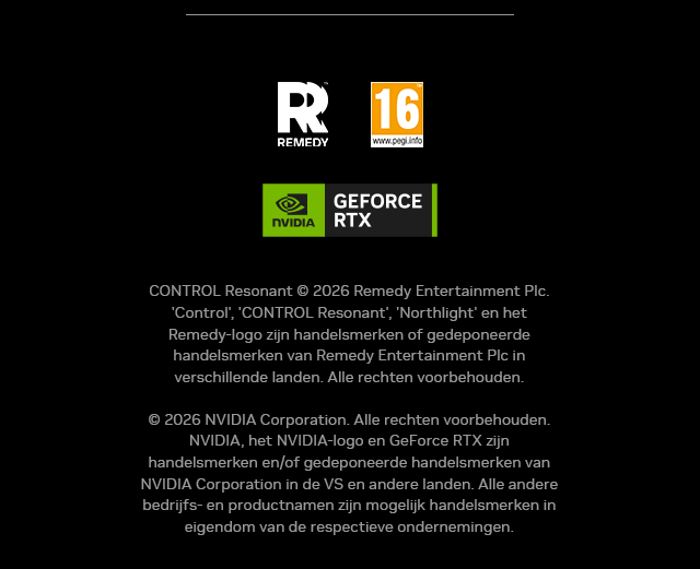 Remedy, PEGI 16 en GEFORCE RTX logo