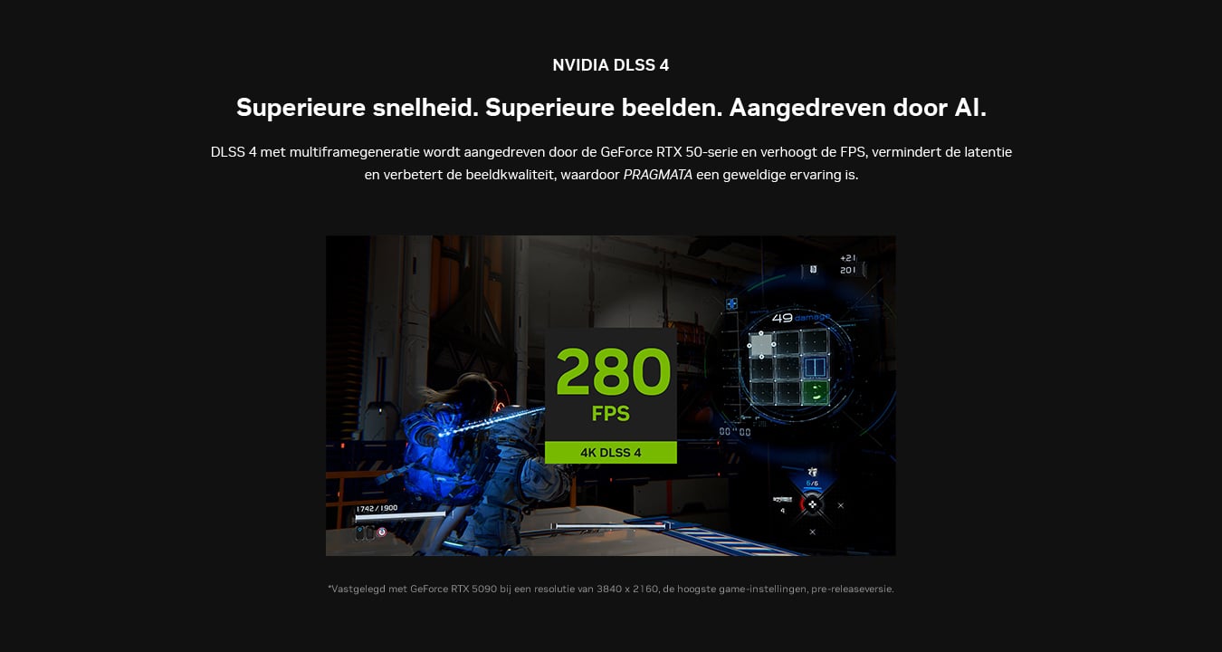 Superieure snelheid. Superieure beelden. Aangedreven door AI. DLSS4