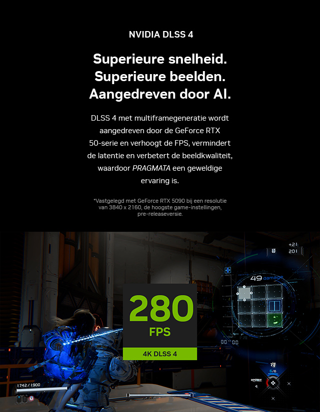 Superieure snelheid. Superieure beelden. Aangedreven door AI. DLSS4