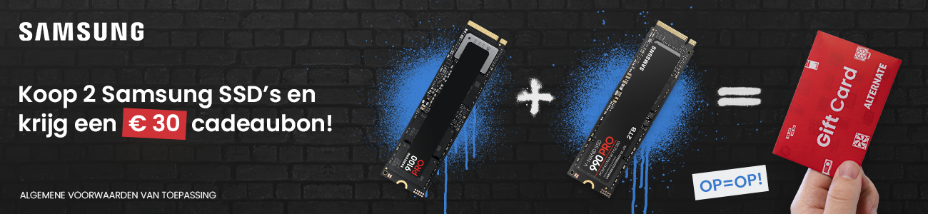 Win een ALTERNATE cadeaubon t.w.v. 30 euro bij aankoop van 2 Samsung SSD's