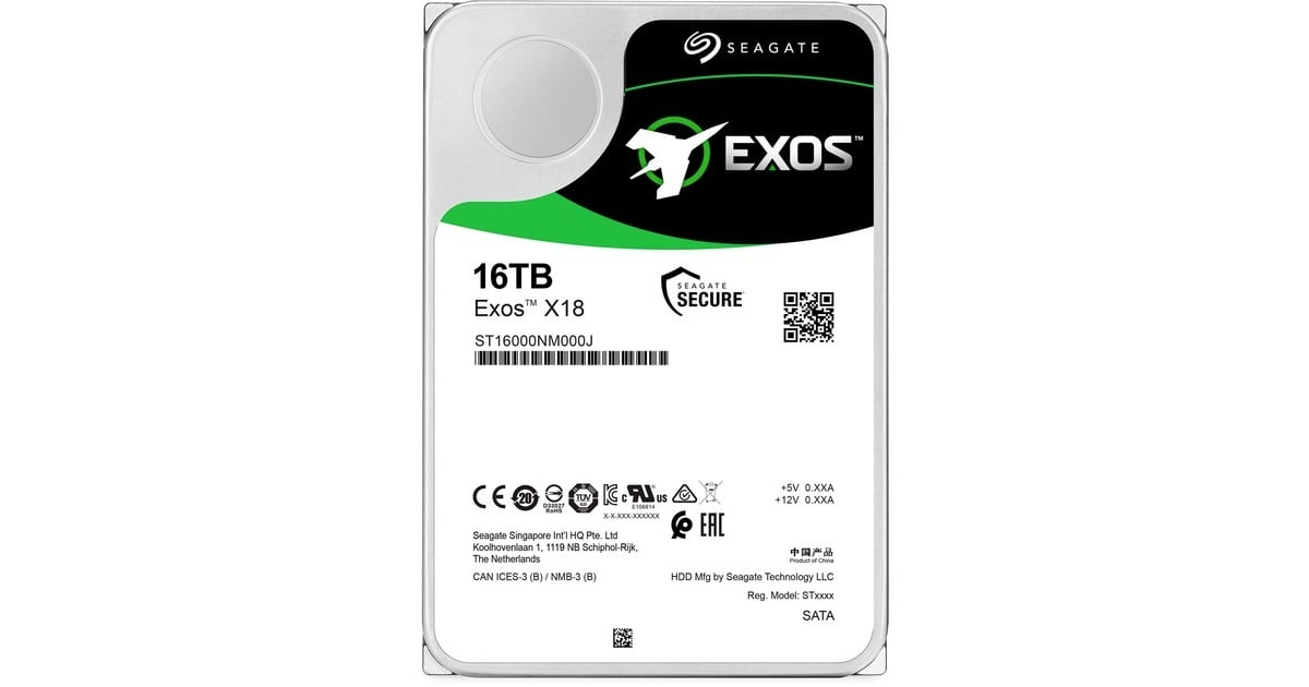 Seagate Exos X18 16 TB harde schijf ST16000NM000J, SATA/600, 24/7