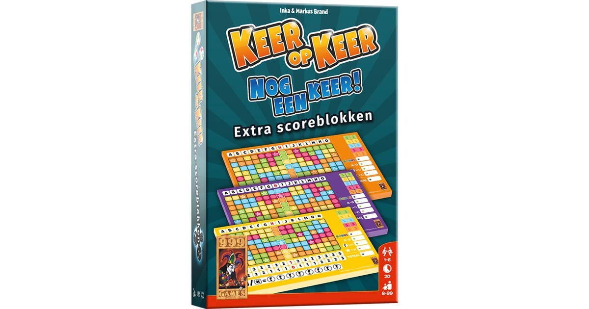 999 Games Keer op Keer: scoreblok Dobbelspel Nederlands, 3 stuks, 1 - 6
