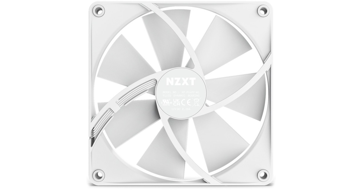 NZXT F140P PWM Airflow 140x140x26 case fan Wit, 4pin PWM aansluiting
