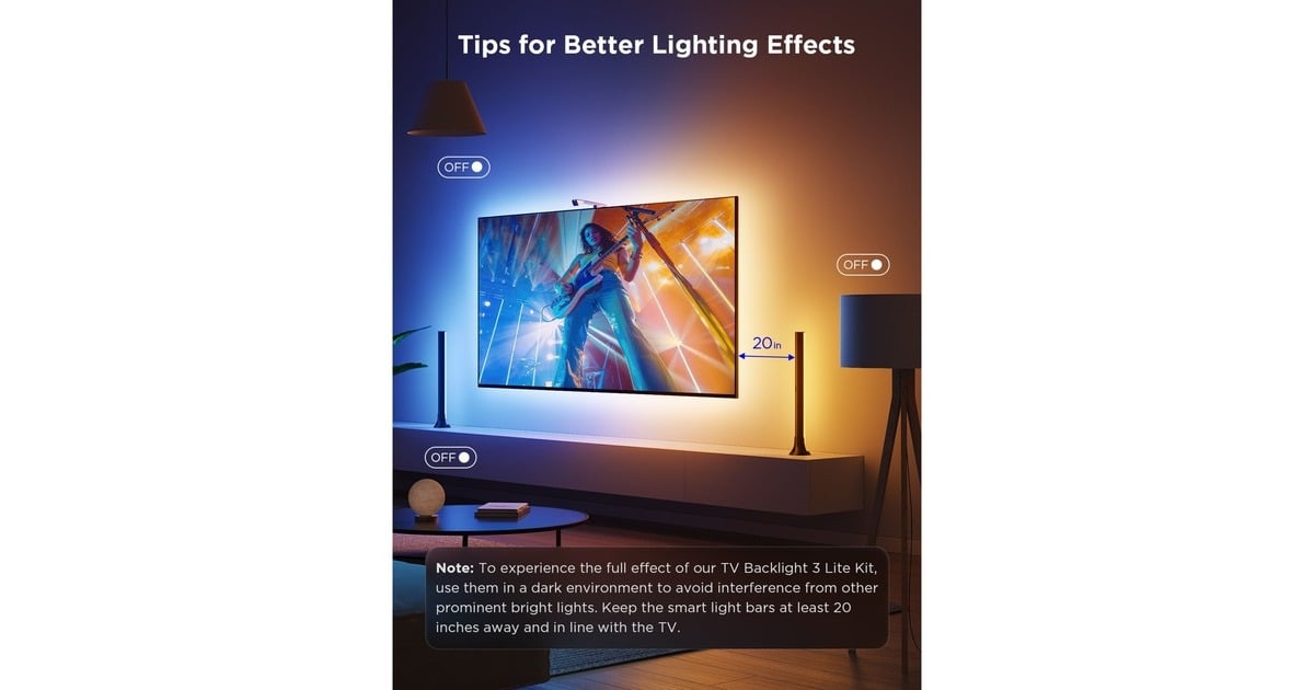 Govee TV Backlight 3 Lite Kit with Strip Ligth and Ligth Bars voor tv