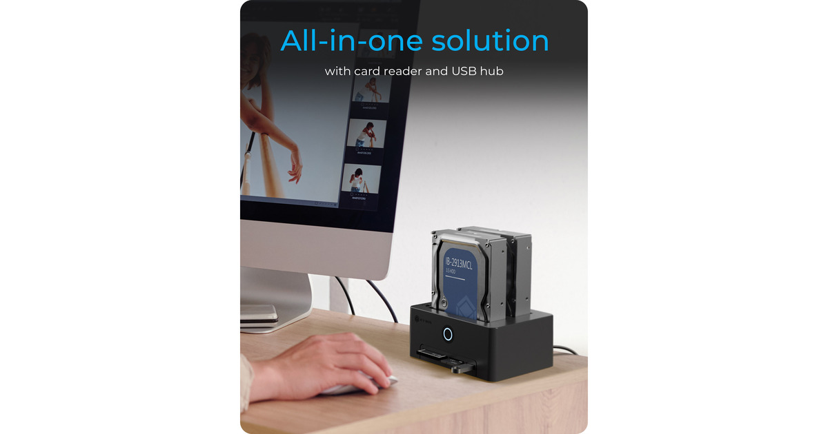 Station De Clonage ICY Box IB-1233CL-C - Pour Disques Durs/SSD SATA 2,5/3,5 - Clonage Hors Ligne + Lecteur Carte