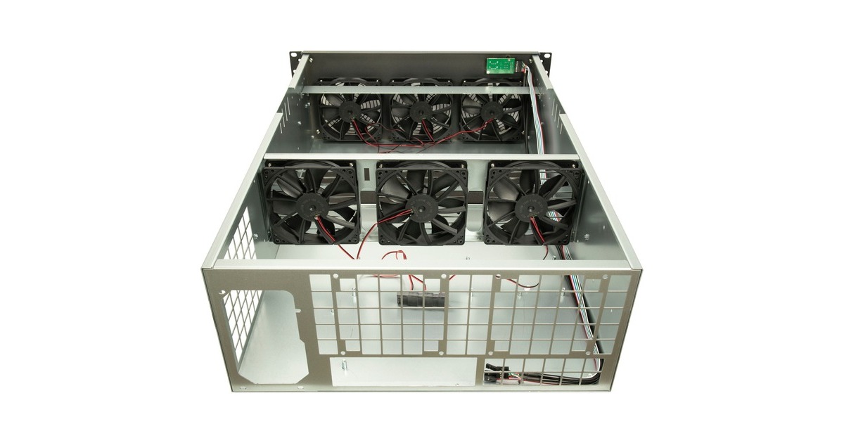 Inter-Tech 4W2 MINING-RACK, server behuizing Zwart | 2x USB-A