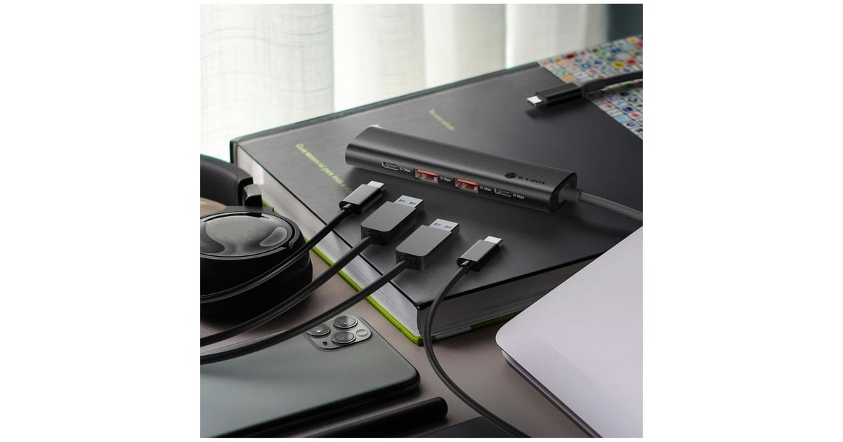 ICY BOX IB-HUB1437-CPD usb-hub Zwart