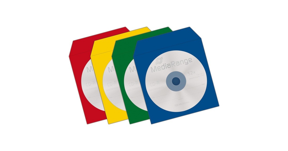 MediaRange CD/DVD Paper Sleeves ColorPack 100 stuks, Bulk