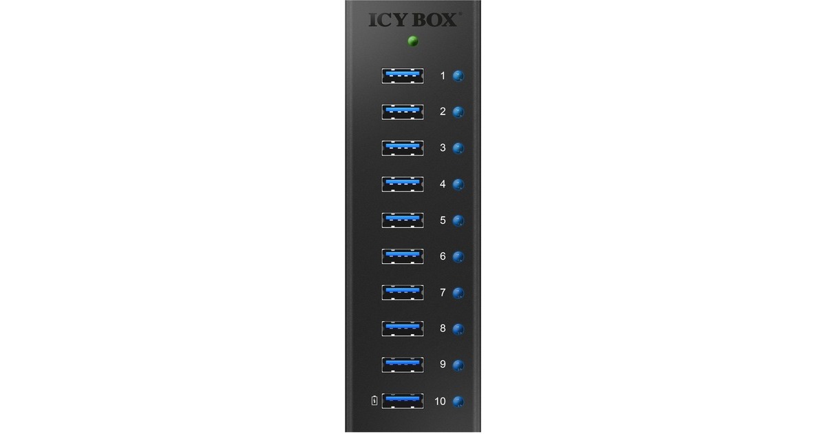 ICY BOX IB-AC6110 usb-hub Zwart, 10x USB 3.0 Poorten