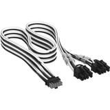 Corsair PCIe 12V-2x6 to 2x 8-pin (6+2 split) kabel Zwart/wit, 650 mm
