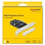 DeLOCK 5-poorts SATA PCI Express x4 Low Profile interface kaart 