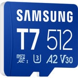 Samsung T7 microSD 512GB geheugenkaart Blauw, UHS-I U3, Class 10, V30