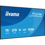 iiyama ProLite LH7575UHS-B2AG 75" 4K Ultra HD Public Display Zwart (mat), 3x HDMI | 1x DisplayPort | LAN | WiFi | 24/7