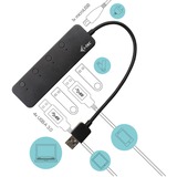 i-tec 4-Port USB 3.0 Metal USB-hub met individuele aan/uit schakelaars Zwart