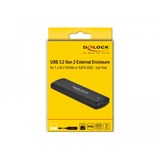 DeLOCK Externe USB Type-C Combo-behuizing voor M.2 NVMe PCIe of SATA SSD - Tool free externe behuizing Zwart