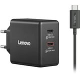Lenovo 65W Dual USB-C GaN oplader Zwart, 2x USB-C, Power Delivery, met kabel