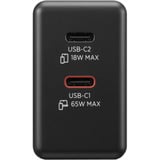 Lenovo 65W Dual USB-C GaN oplader Zwart, 2x USB-C, Power Delivery, met kabel