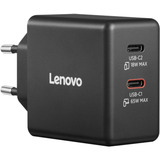 Lenovo Dual USB-C (65W) GaN oplader Zwart, 2x USB-C, Power Delivery