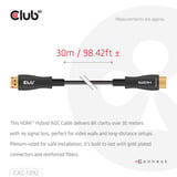Club 3D HDMI hybride AOC kabel Zwart, 30 meter