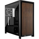 Corsair FRAME 4000D WOOD RS midi tower behuizing Zwart/houtkleur | 2x USB-A | 1x USB-C | RGB | Tempered Glass
