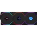Lian Li UNI FAN TL120 LCD Wireless Triple Pack case fan Zwart, 4-pin PWM + 1x 9-pin USB, Incl. controller