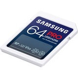 SAMSUNG PRO Ultimate 64 GB SDXC geheugenkaart Wit/blauw, UHS-I U3, Class 3, V30, Incl. kaartlezer