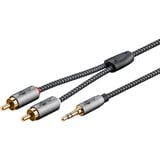 goobay Plus 3,5 mm jack naar 2x stereo RCA (Tulp) adapterkabel Zwart/zilver, 0,5 meter