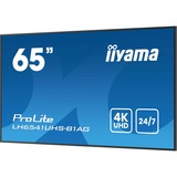 iiyama ProLite LH6541UHS-B1AG 64.5" 4K Ultra HD Public Display Zwart, HDMI, USB, LAN, Audio