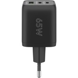 goobay 65W GaN USB-C PD Nano Multiport snellader Zwart, 2x USB-C, 1x USB-A