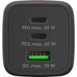 goobay 65W GaN USB-C PD Nano Multiport snellader Zwart, 2x USB-C, 1x USB-A