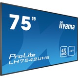 iiyama ProLite LH7542UHS-B3 75" 4K Ultra HD Public Display Zwart