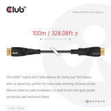 Club 3D Actieve optische HDMI kabel Zwart, 100 meter