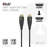 Club 3D HDMI Hybrid AOC Cable 8K60Hz/4K120Hz, 100 m kabel Zwart