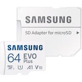 Samsung EVO Plus 64 GB microSDXC geheugenkaart Wit, U1, V10, A1, Incl. SD-Adapter