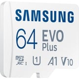 Samsung EVO Plus microSDXC (2024), 64 GB geheugenkaart Wit, U1, V10, A1, Incl. SD-Adapter