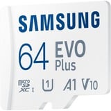Samsung EVO Plus microSDXC (2024), 64 GB geheugenkaart Wit, U1, V10, A1, Incl. SD-Adapter