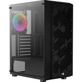 Aerocool Hive FRGB v3, Tower-behuizing Zwart | USB-A 2.0 | 2x USB-A 3.2 (5 Gbit/s) | 2x Audio | Window-kit