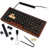 Sharkoon SKILLER SGK50 S3 Wood PBT RGB mechanisch gaming toetsenbord Houtkleur, BE lay-out (AZERTY), Gateron G Pro 3.0 Yellow, 75%, Hot-swappable