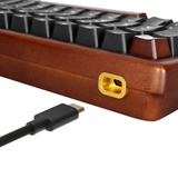 Sharkoon SKILLER SGK50 S3 Wood PBT, gaming toetsenbord Houtkleur/zwart, BE Lay-out, Gateron G Pro 3.0 Yellow, RGB leds, Hot-swappable, 75%