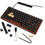 Sharkoon SKILLER SGK50 S3 Wood PBT, gaming toetsenbord Houtkleur/zwart, BE Lay-out, Gateron G Pro 3.0 Yellow, RGB leds, Hot-swappable, 75%