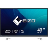EIZO FlexScan EV4340X-BK 42.5" 4K Ultra HD monitor Zwart, 1x DisplayPort, 2x HDMI, 2x USB-C, 2x USB-A, 1x RJ-45