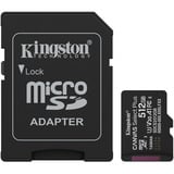 Kingston Canvas Select Plus 512 GB MicroSDXC geheugenkaart Zwart, UHS-I U3, Class 10, V30, Incl. SD Adapter