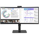 LG 34BQ77QC-B 34" Curved UltraWide monitor Zwart, 2x HDMI, 1x DP, USB-A, USB-C, HDR10, LAN, webcam, microfoon