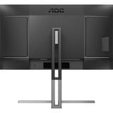 AOC U27U3CV 27" 4K Ultra HD monitor Zwart/zilver, 1x DisplayPort, 2x HDMI, 2x USB-C, 4x USB-A, 1x RJ-45