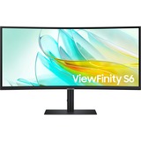 Samsung ViewFinity S6 S65UC 34" Curved UltraWide monitor Zwart, HDMI, DisplayPort, 3x USB-A, USB-B, USB-C, RJ-45